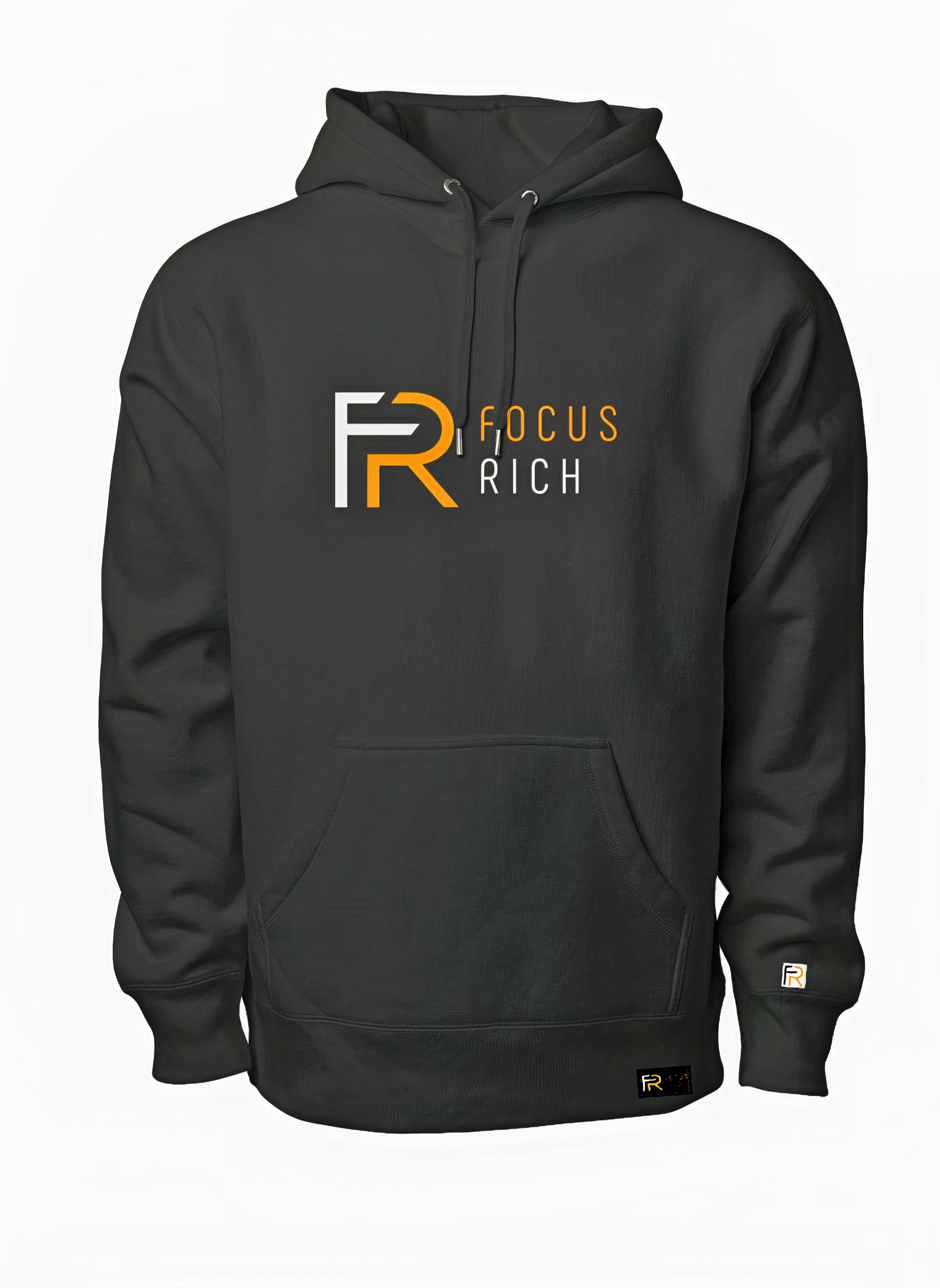 Focus Rich Clothing Classic Embroidered Logo Hoodie in Black