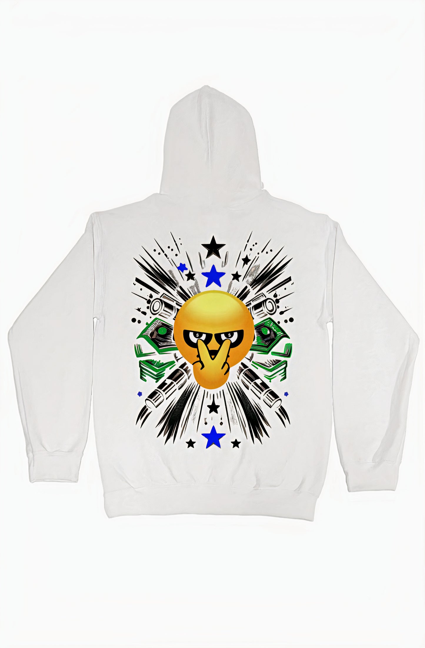 FOCUS RICH FR & EMOJI LOGOS HYBRID HOODIE (WHITE)